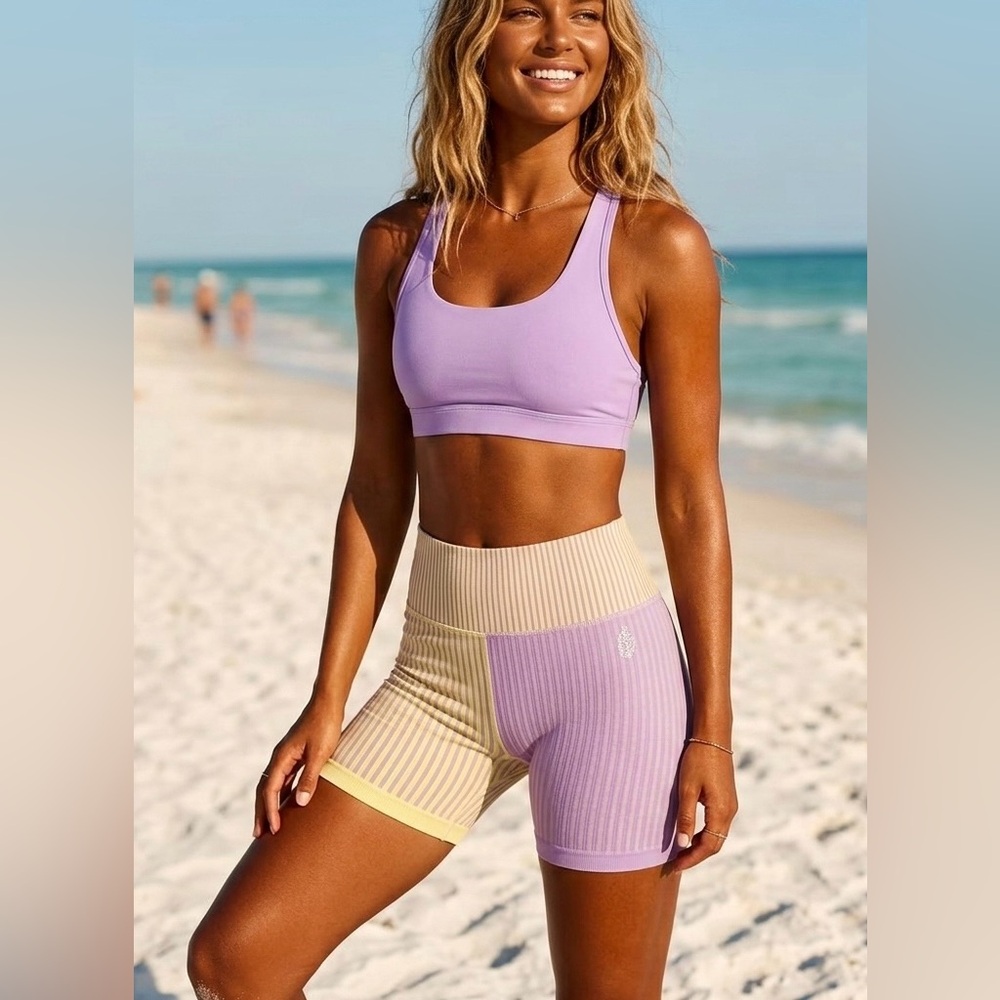 FREE PEOPLE• FP Movement Stripe Mixing Shorts Colorblock